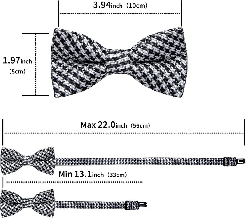 DiBanGu Boys Pre-tied Bow Tie,Silk Adjustable Bowtie and Pocket Square for Age 8-14 Kids Bowtie Wedding School Ceremony Party - Image 4